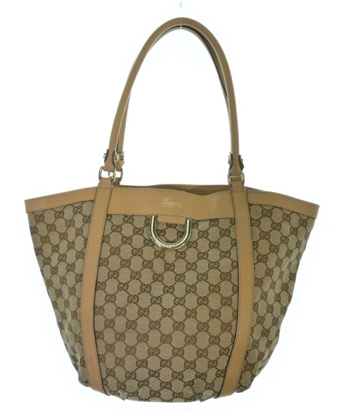 GUCCI グッチ トートバッグ レディース - ベージュx茶(総柄) 【中古】【古着】