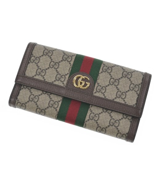GUCCI グッチ紙入れ・コインケース レディース - 薄墨色x茶x緑等【中古】【古着】