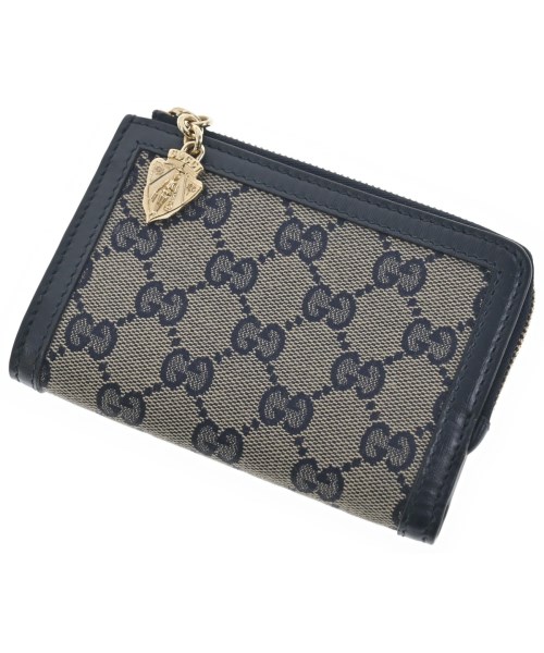 GUCCI グッチ紙入れ・コインケース レディース - 紺xベージュ(総柄)【中古】【古着】