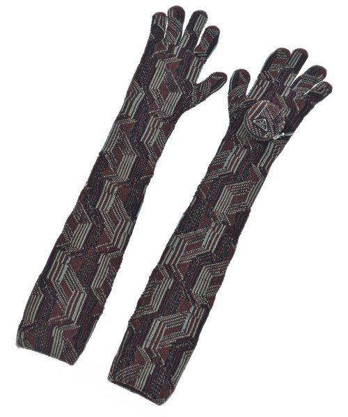 PRADA プラダグローブ レディース L エンジx緑x黒(総柄)【中古】【古着】