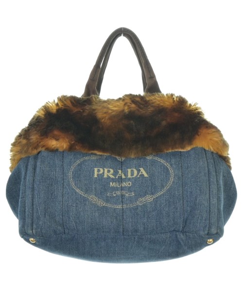 PRADA プラダ トートバッグ レディース - インディゴx茶 【中古】【古着】