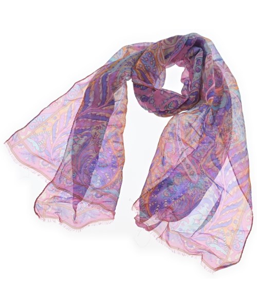 ETRO エトロバンダナ・スカーフ レディース - さくら色x紫xオレンジ色等(ペイズリー)【中古】【古着】
