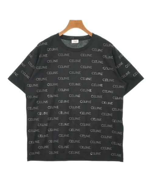 CELINE セリーヌ Tシャツ・カットソー メンズ M 黒xシルバー(総柄) 【中古】【古着】