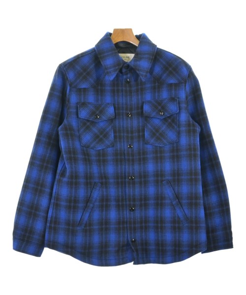 CELINE セリーヌダウンジャケット/ダウンベスト メンズ 46(M位) 青x黒(チェック)【中古】【古着】|RAGTAG(ブランド古着のラグタグ)