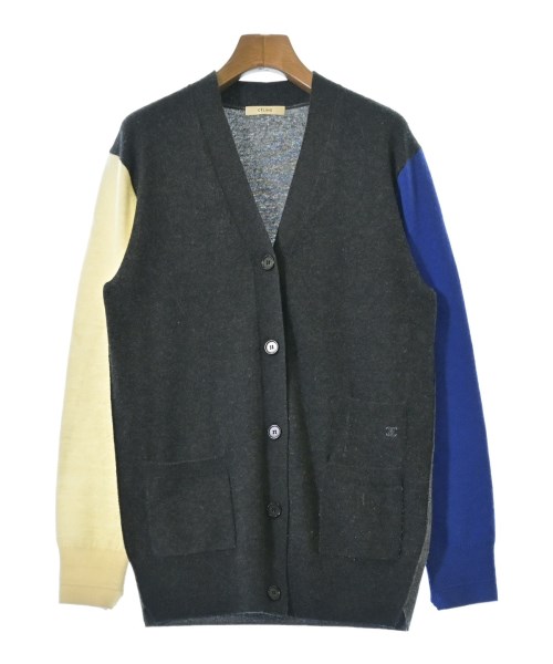 CELINE セリーヌ カーディガン レディース XS グレーx青xアイボリー 【中古】【古着】