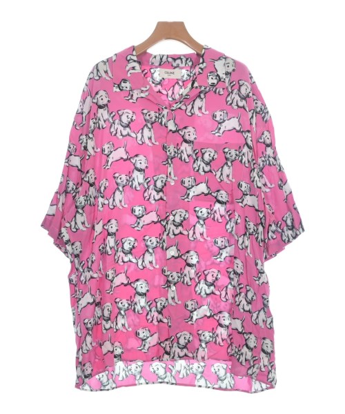 CELINE セリーヌ カジュアルシャツ メンズ -(XXL位) ピンクx白x黒(総柄) 【中古】【古着】