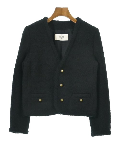 CELINE セリーヌノーカラージャケット レディース 34(XXS位) 黒【中古】【古着】