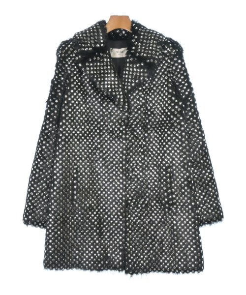 CELINE セリーヌコート（余分の物） レディース 36(XS位) 黒xしろがね色【中古】【古着】