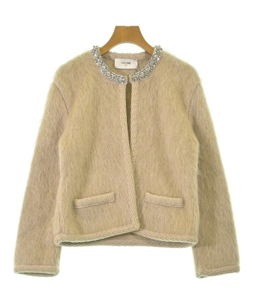 CELINE セリーヌノーカラージャケット レディース S ベージュ【中古】【古着】