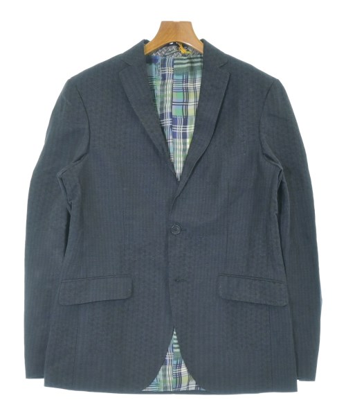 ETRO エトロ テーラードジャケット メンズ 50(XL位) 紺x黒(総柄) 【中古】【古着】