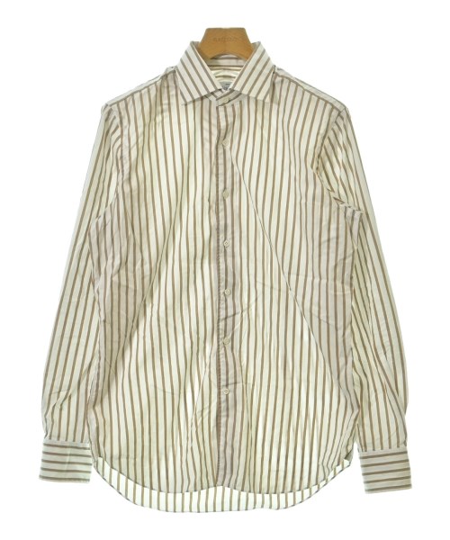 ALESSANDRO GHERARDI アレッサンドロゲラルディ カジュアルシャツ メンズ 40(L位) 茶x白(ストライプ) 【中古】【古着】