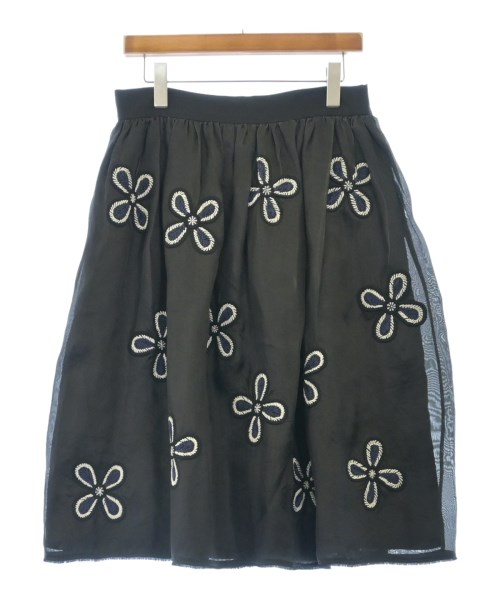 Jupe by JACKIE ジュップバイジャッキーひざ丈スカート レディース 3(L位) 黒x白x紺(花柄)【中古】【古着】｜RAGTAG（ブランド古着のラグタグ）