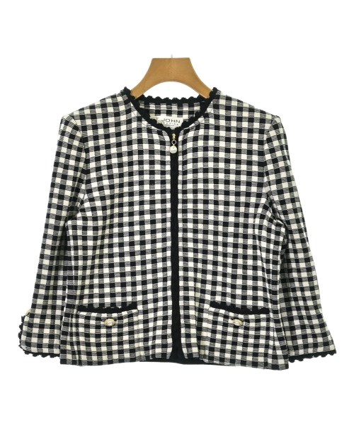 ST.JOHN COLLECTION セントジョンコレクションノーカラージャケット レディース 2(M位) 黒x白(照合のしるし)【中古】【古着】