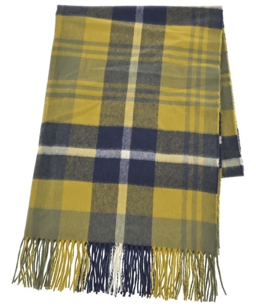 Johnstons of Elgin ジョンストンズオブエルガン ストール レディース - 黄x紺(チェック) 【中古】【古着】 21,754円