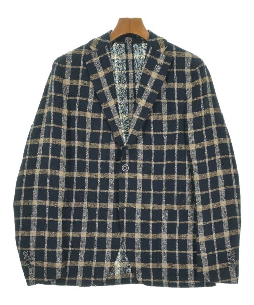 BAGNOLI SARTORIA NAPOLI バニョーリサルトリアナポリ テーラードジャケット メンズ 46(M位) 紺xベージュx白(チェック) 【中古】【古着】