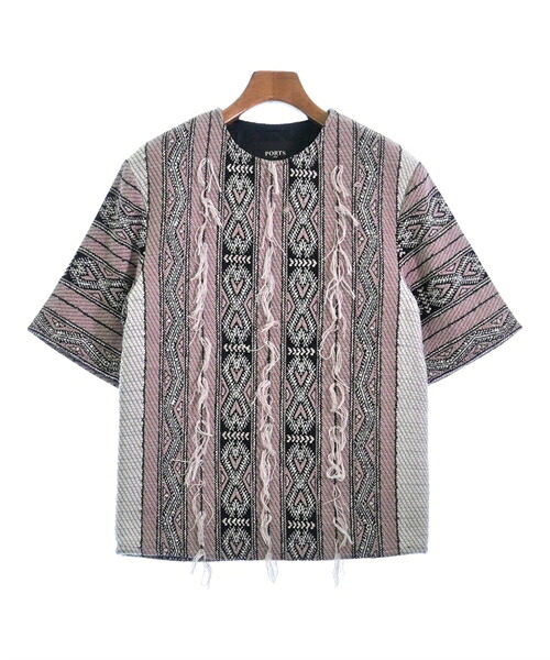 PORTS 1961 ポーツ１９６１ カジュアルシャツ レディース 44(L位) ピンク系x黒x白等(総柄) 【中古】【古着】