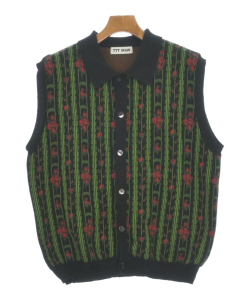 ttt msw flower jacquard knit vest 黒 極美品 ttt msw flower jacquard knit vest 黒 極美品