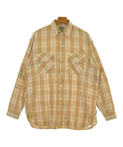 BOW WOW バウワウ カジュアルシャツ メンズ XL ベージュx白xオレンジ(チェック) 【中古】【古着】
