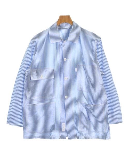 SH エスエイチカバーオール メンズ M 白x青(縞模様)【中古】【古着】