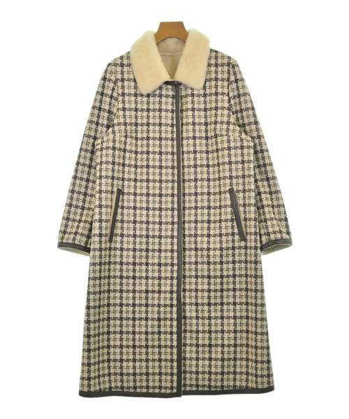 Vesgioia ベスジョーヤ ムートンコート レディース F 茶xベージュxゴールド(総柄) 【中古】【古着】