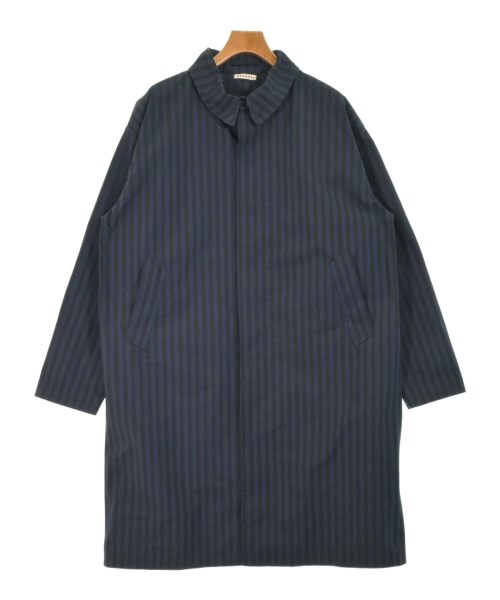 wenzday ウェンズデイ ステンカラーコート メンズ -(XXL位) 青x黒(ストライプ) 【中古】【古着】