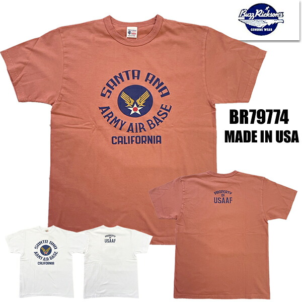 バズリクソンズ BUZZ RICKSONS Tシャツ BR79774「SANTA ANA」コットン TEE 半袖 プリント カットソー バインダーネック 丸胴ボディ USA製 ミリタリー ヴィンテージ アメカジ 東洋エンタープライズ 春夏 新作｜こだわりのアメカジ通販ラグタイム