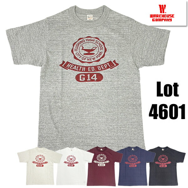 ウエアハウス WAREHOUSE Tシャツ Lot 4601 FULSHING 半袖 カットソー プリント TEE シャドウボーダー ムラ糸 未洗い ロゴ 綿 コットン アメカジ ヴィンテージ メンズ レディース 人気 2025年 春夏 新作 日本製
