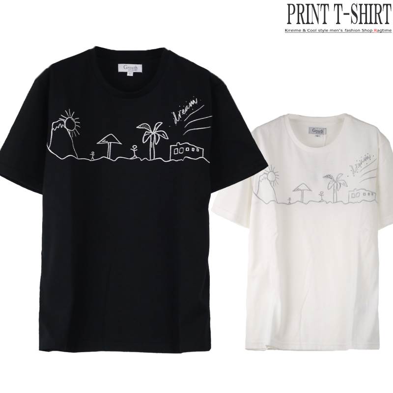 楽天市場 おしゃれtシャツ メンズ イラストタッチ 刺繍 プリントtシャツ ラインストーン サマーtシャツ I 18 Ragtime