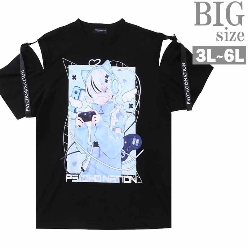 Tシャツ 寝田ルネ 大きいサイズ メンズ ビッグサイズ PSYCHO NATION サイコ リボンテープ C060522-07 7,977円