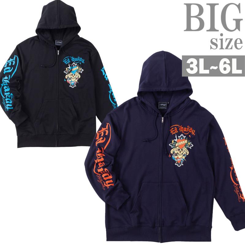 楽天市場】ED HARDY エド・ハーディー 裏毛刺繍ジップアップパーカー