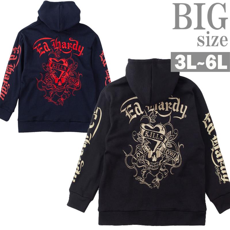 楽天市場】ED HARDY エド・ハーディー 裏毛刺繍ジップアップ