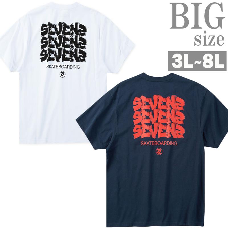 プリントTシャツ 大きいサイズ メンズ SEVEN2 クルーネック 半袖 トップス 天竺 お洒落 C070303-03