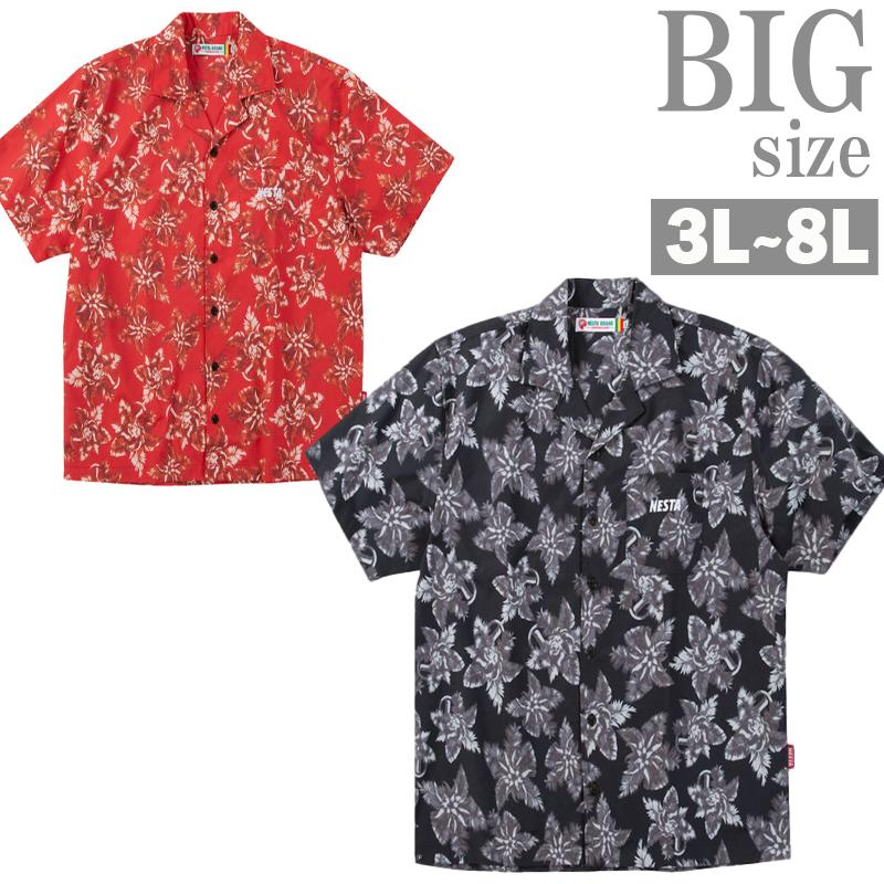 オープンカラーシャツ 半袖 花柄 大きいサイズ メンズ NESTA BRAND 開襟シャツ 総柄 C070315-10｜Ragtime