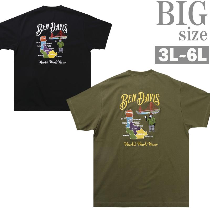 プリントTシャツ ベンデービス 刺繍 大きいサイズ メンズ BEN DAVIS スーベニア トップス C070624-02