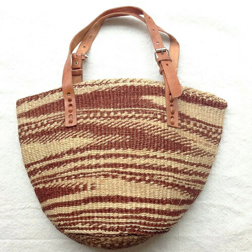Sisal Bag Flat Leather Handles Adjule Africa Kenya Basket Back Natural 02