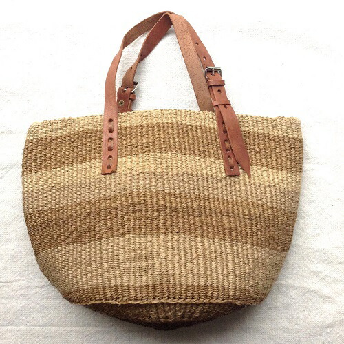 Raha Kobe Sisal Bag Flat Leather Handles Adjule Africa Kenya Sisal Bag Flat Leather Handles Adjule Africa Kenya Basket Back Natural 03