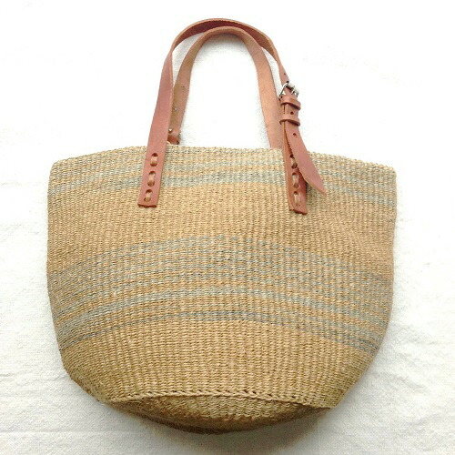 Sisal Bag Flat Leather Handles Adjule Africa Kenya Basket Back Natural 05
