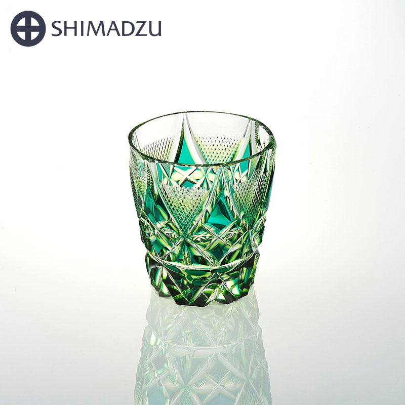 薩摩切子 二色タンブラー cut213 蒼黄緑 島津薩摩切子 薩摩ガラス工芸 鹿児島 島津興業 送料無料|SATSUMA