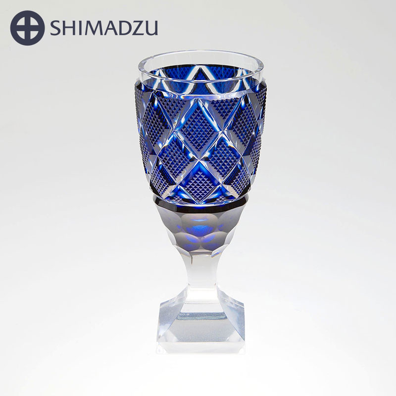 薩摩切子 脚付杯 大 cut63 藍 島津薩摩切子 薩摩ガラス工芸 鹿児島 島津興業 送料無料