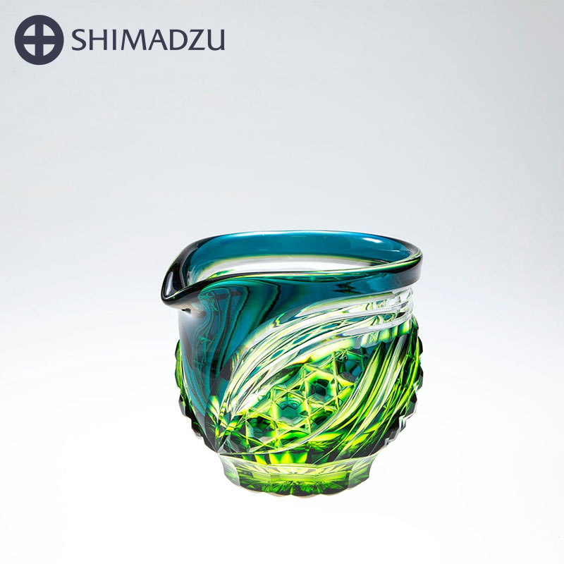 薩摩切り子ガラス 片口 cut201 蒼黄緑 島津薩摩切り子ガラス 薩摩硝子芸術 鹿児島 島津興業 貨物輸送無料