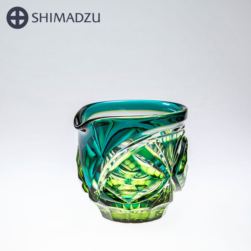 薩摩切子 片口 cut202 蒼黄緑 島津薩摩切子 薩摩ガラス工芸 鹿児島 島津興業 送料無料