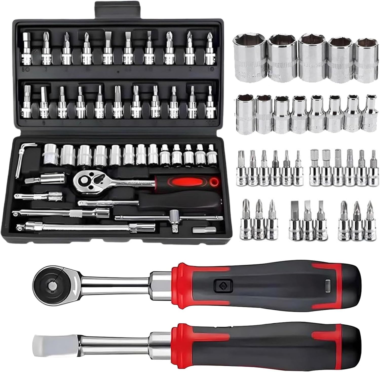 楽天市場】スーパーツール プロ用2段式 両開き工具セット 47点セット