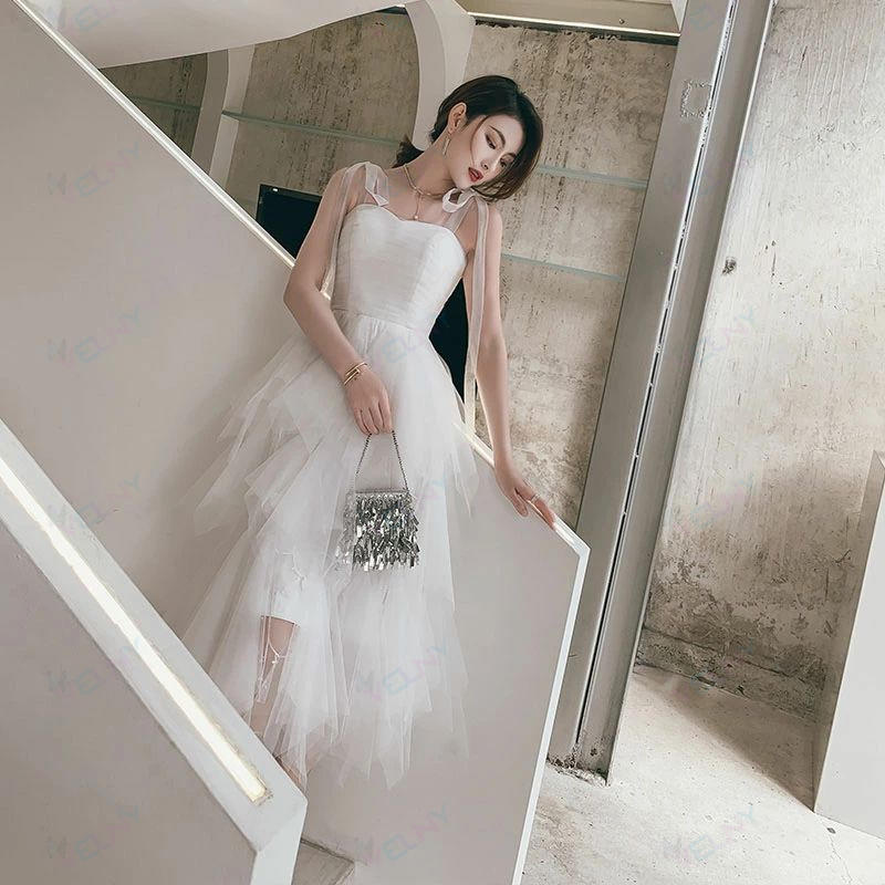 リボン チュール カクテルドレス 夏 パーティードレス 結婚式 後撮り アシンメトリー 花嫁 海 ホワイト カラードレス ウエディングドレス 演奏会 誕生日 オフホワイト ウェディングドレス 二次会ドレス 披露宴 イブニングドレス 白 発表会ドレス 前撮り コンサート
