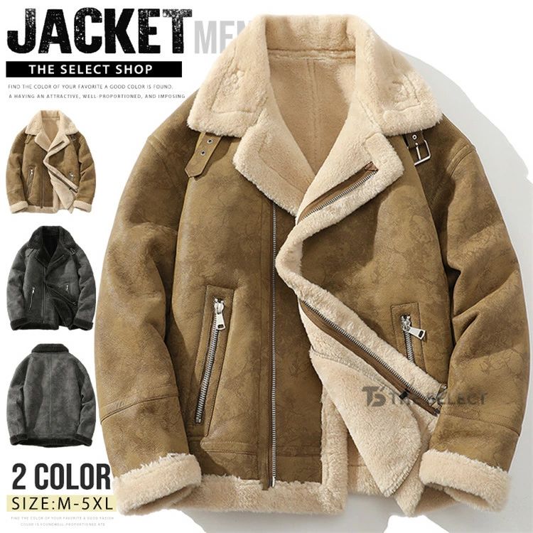 ボアブルゾン バイク 大きいサイズ 裏ボアジャケット 厚手 韓国ファッション ライダースジャケット 冬服 ブルゾン メンズ 革ジャン B-3 暖かい ボアコート ジャケット ムートンジャケット 秋冬 アウター 厚地 防寒着 ジャケット ショートコート ハーフコート