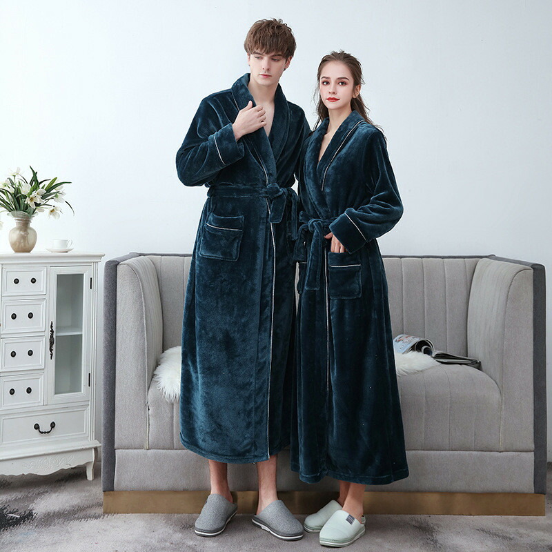 単品売り 4色 寝巻き 部屋着 大きいサイズ ユニセックス カーディガン ホテル もこもこ 風呂上がり サウナ 長袖 春秋冬 あったか ガウン 暖かい 厚手 ロング丈 マキシ丈 レディース メンズ ペアガウン ルームウェア バスローブ フランネル