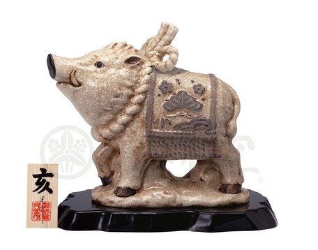 【古薬師　招福亥(大)】開運招福の干支★縁起の良い置物[干支の置物 十二支　亥年/いのしし年/正月飾り/玄関 飾り/床の間 飾り/即納]【対応】91990｜来夢堂