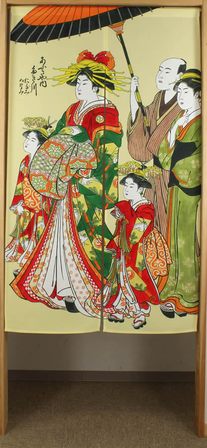 楽天市場】【和風のれん】☆日本伝統の柄☆浮世絵のれん鶴亀