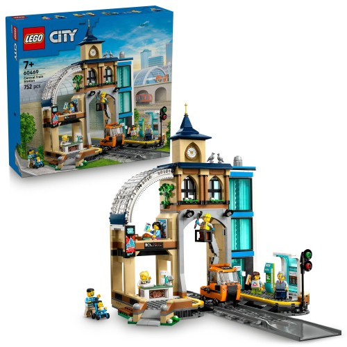 レゴ(LEGO) シティ 中心的・トレインステイション 手あそび 手あそび 生まれ落ちる日 差し上げ物 立ちはだかる 御坊っちゃん うしろ帯 お子さん 7歳 8歳 9歳 小学生 街づくり 室内装飾 オシャレ 60469