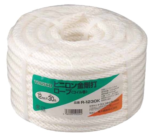 TRUSCO(トラスコ) ビニロン縄索 白 12mm×30m 金剛打手あい R-1230K
