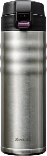 京セラ 吸い筒 陶芸 珈琲 瓶 マグボトル 500ml ワンタッチ式 内面陶芸産業 無意味さ断熱社会システム 保温 保冷 CERAMUG セラマグ しろがね色 MB-17FSS-AZ